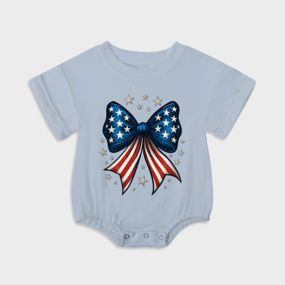 baby onesies - american flag bow short-sleeved triangle onesies light steel blue