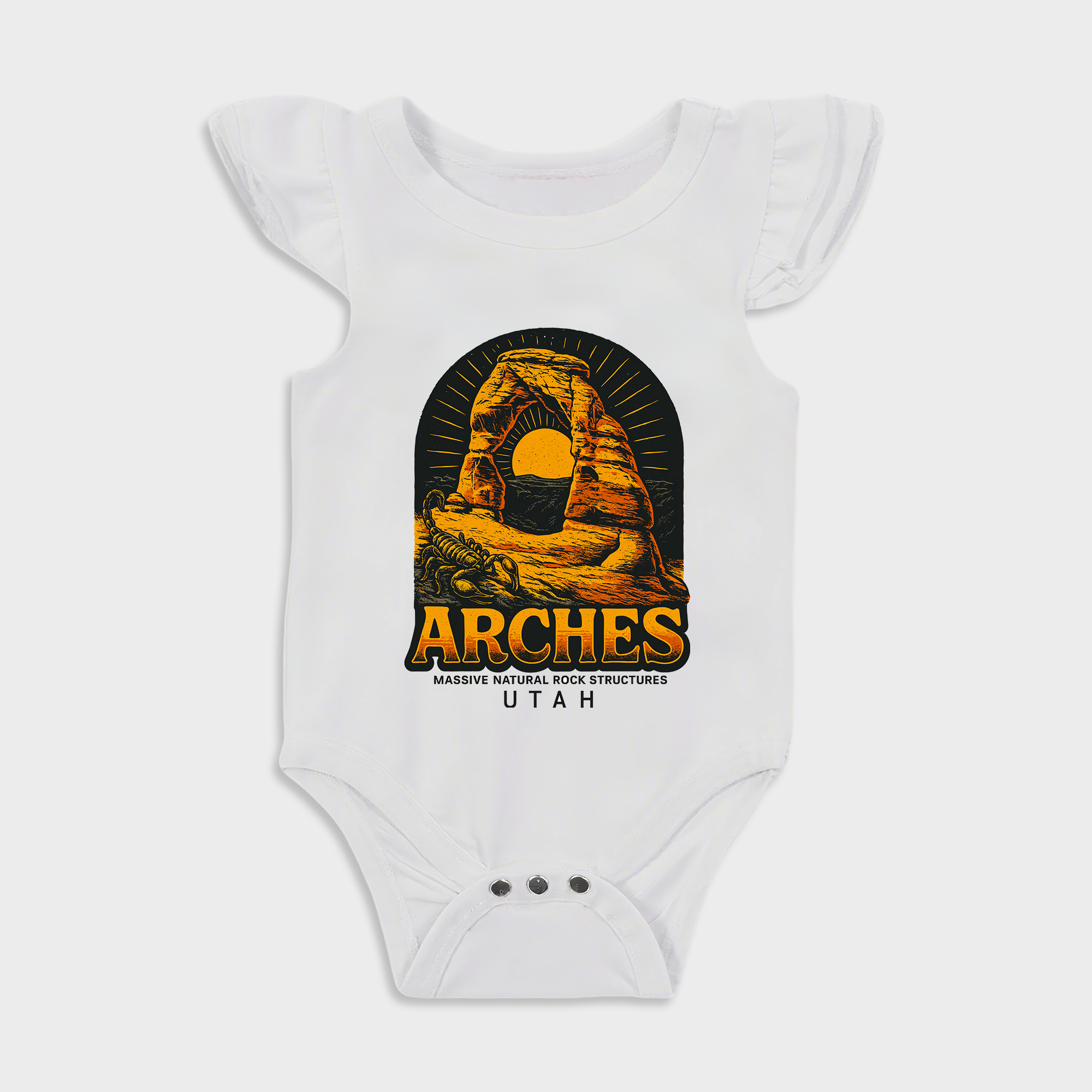 Baby romper - Arches Ruffled Triangle Romper White