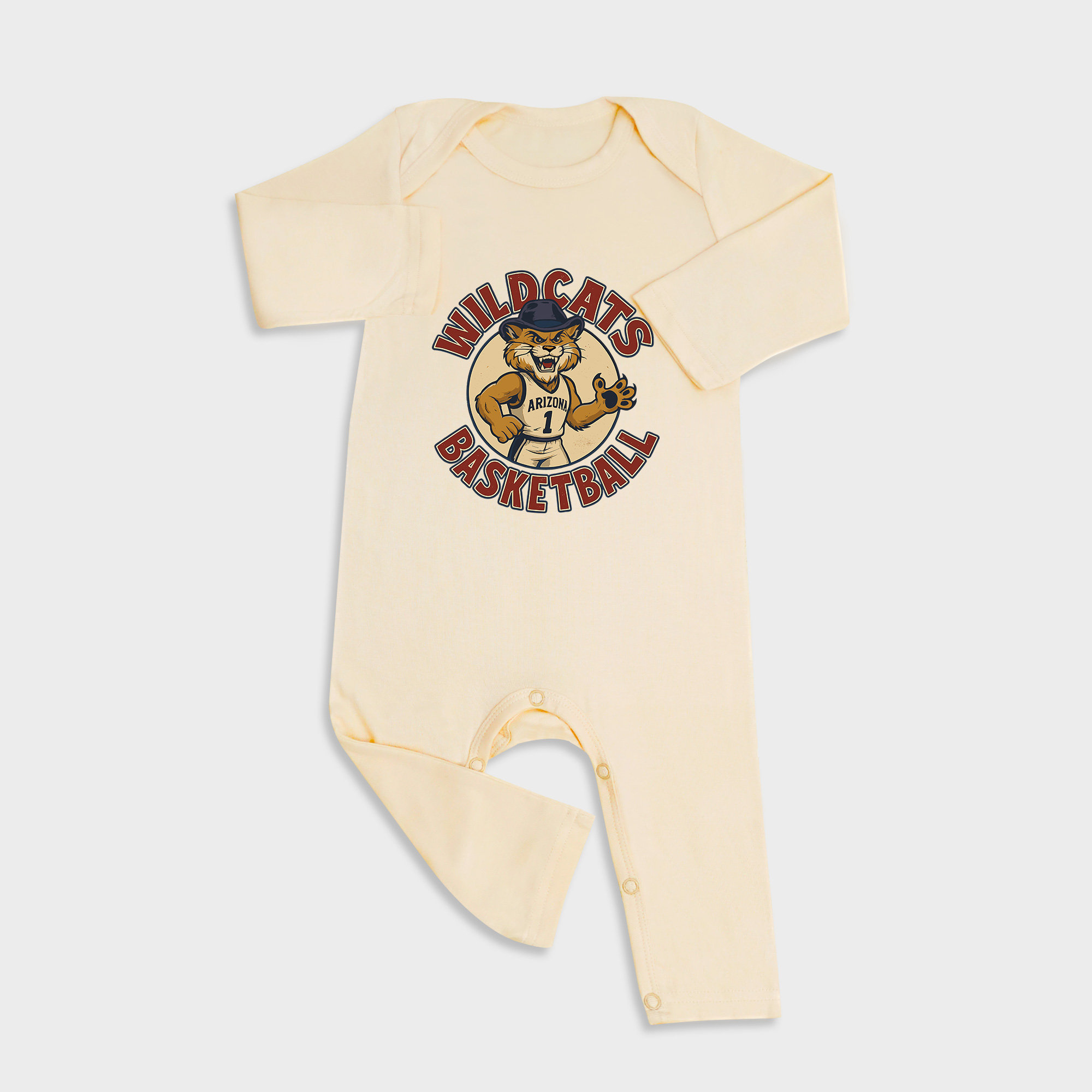Arizona Wildcats Basketball Long Sleeve &Long Leg Jumpsuit Light Yellow