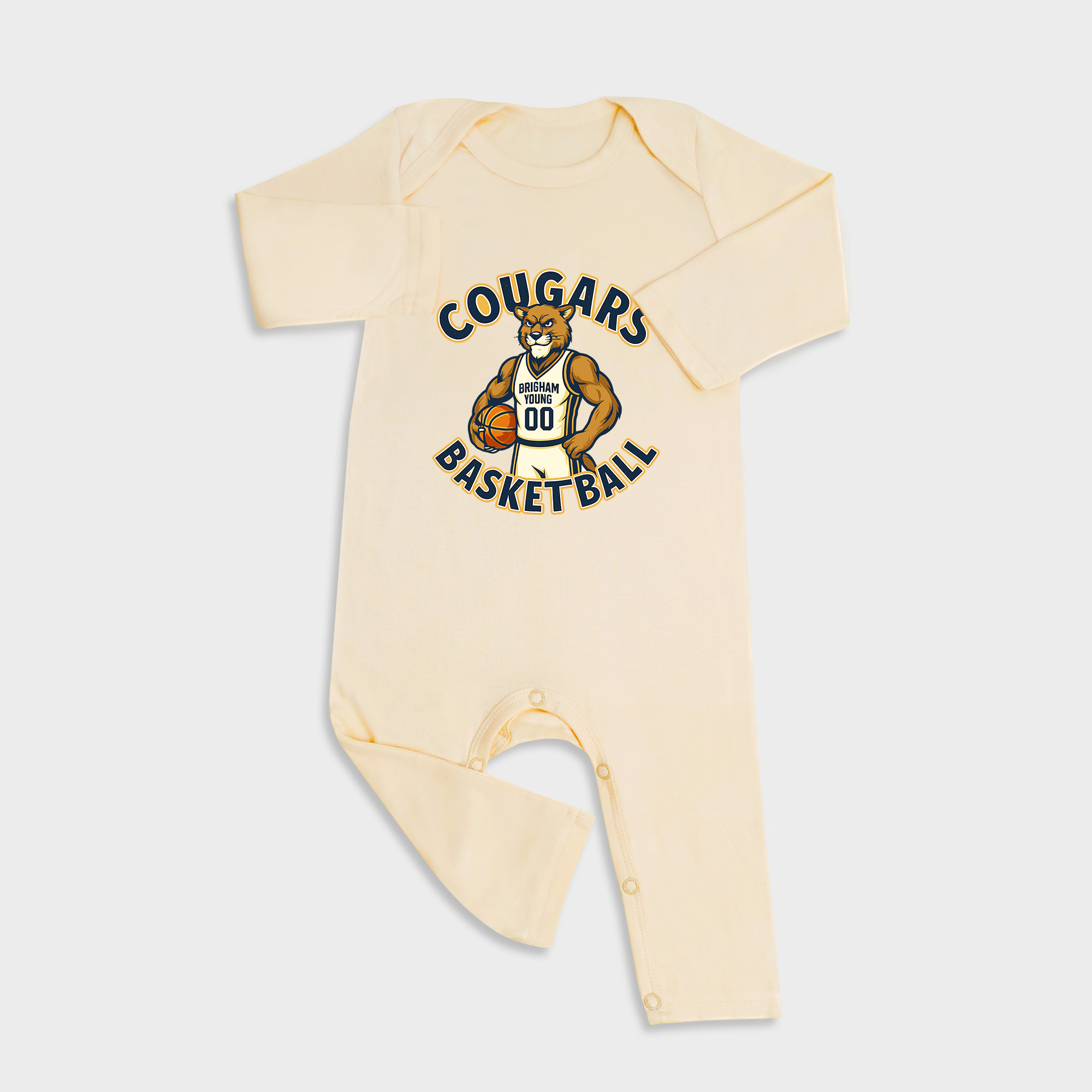 BYU Cougars Basketball Long Sleeve &Long Leg Jumpsuit Light Yellow