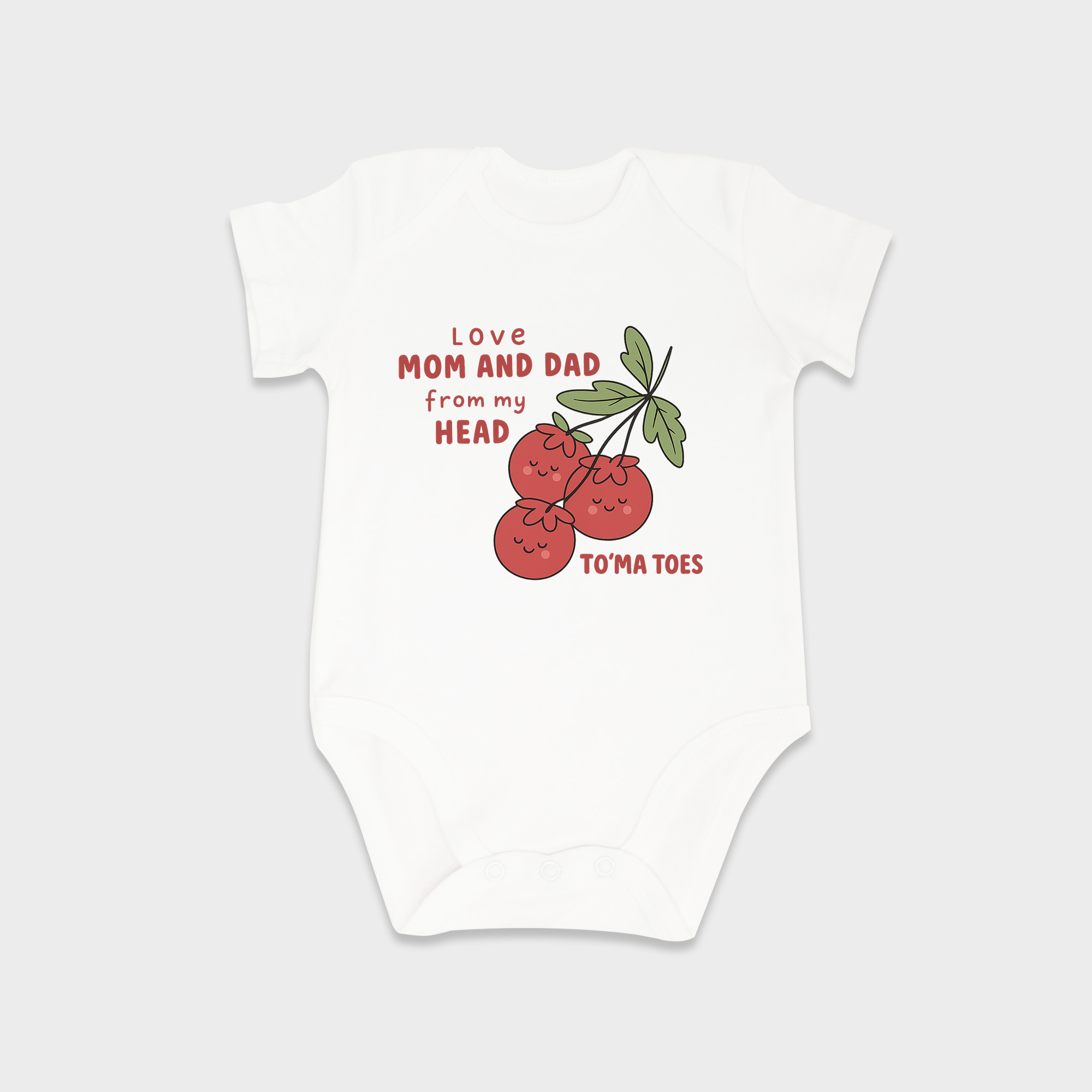 Baby Mom And Dad Tomatoes baby onesies in White