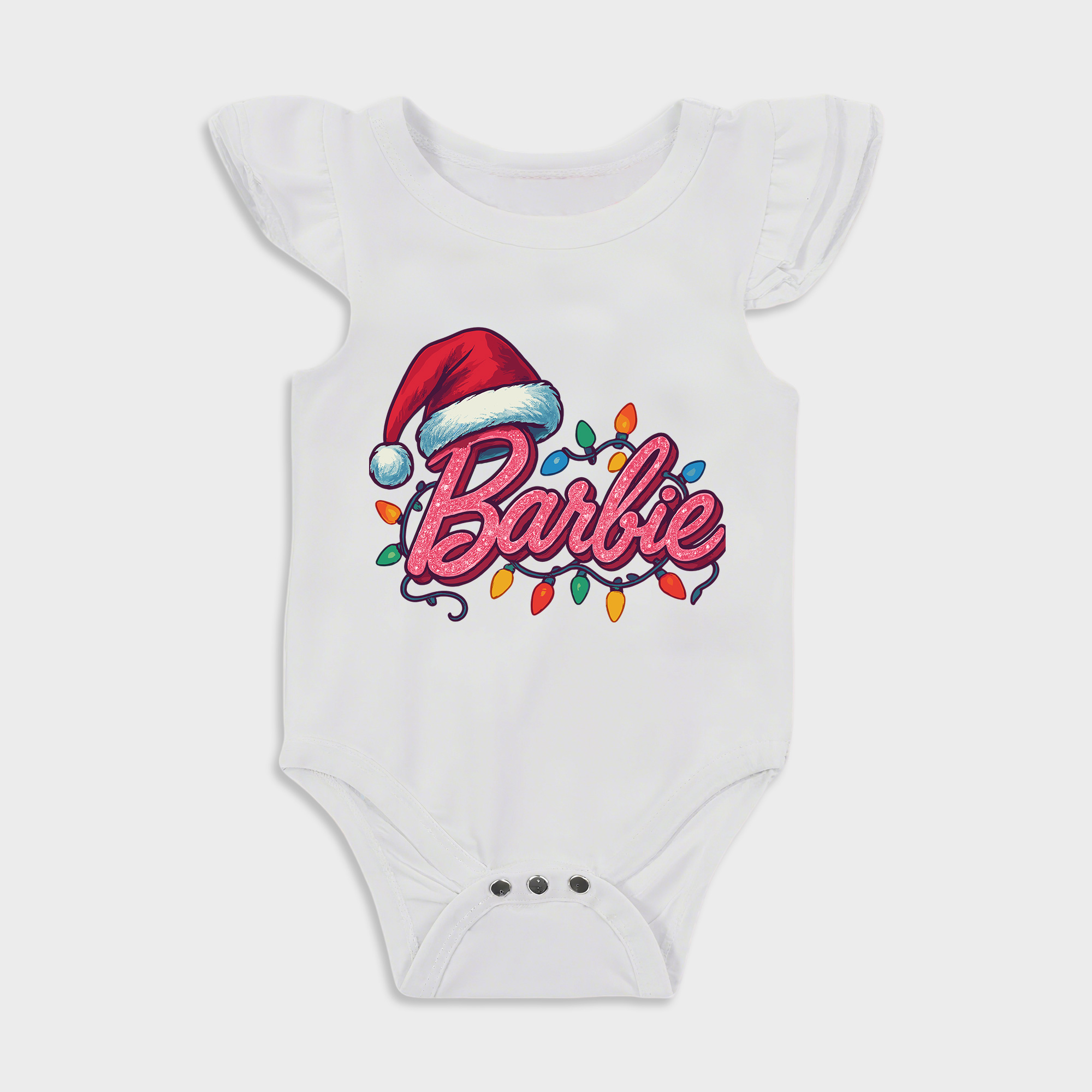Baby romper with Barbie Christmas design in White