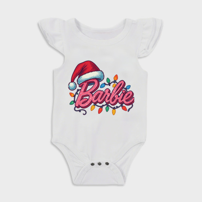 Baby romper with Barbie Christmas design in White