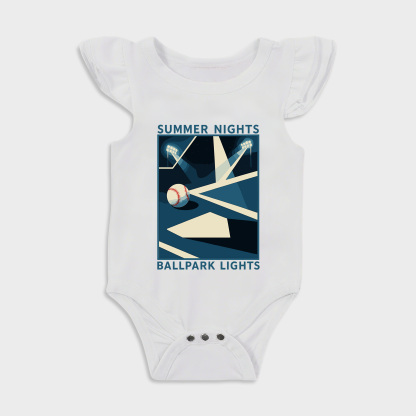 Baby romper - Baseball Ruffled Triangle Romper White