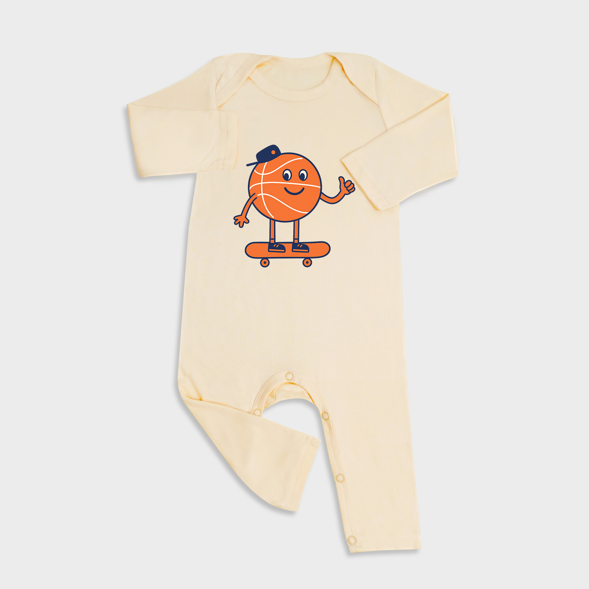 Baby romper featuring Basketball design in Light Yellow