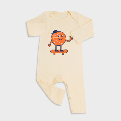 Baby romper featuring Basketball design in Light Yellow