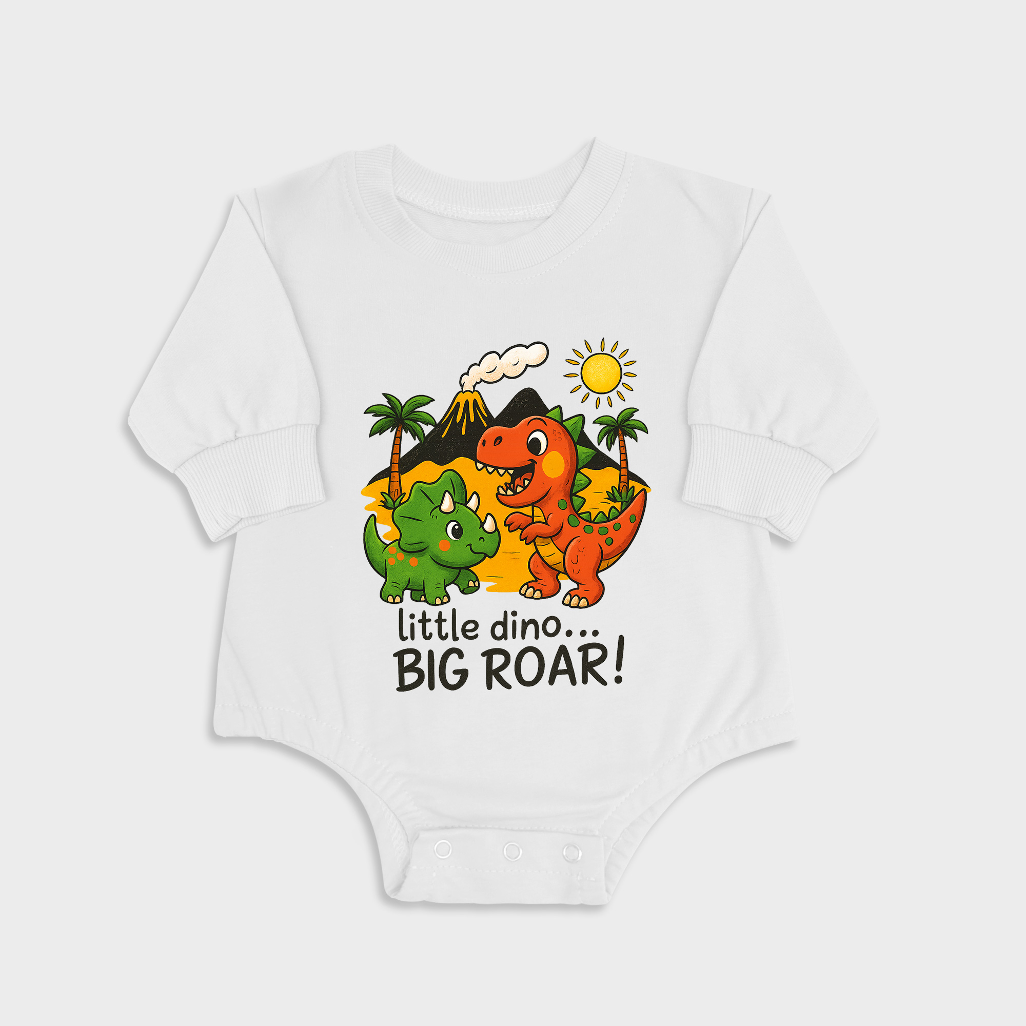 Big Roar White long-sleeved triangle baby onesies