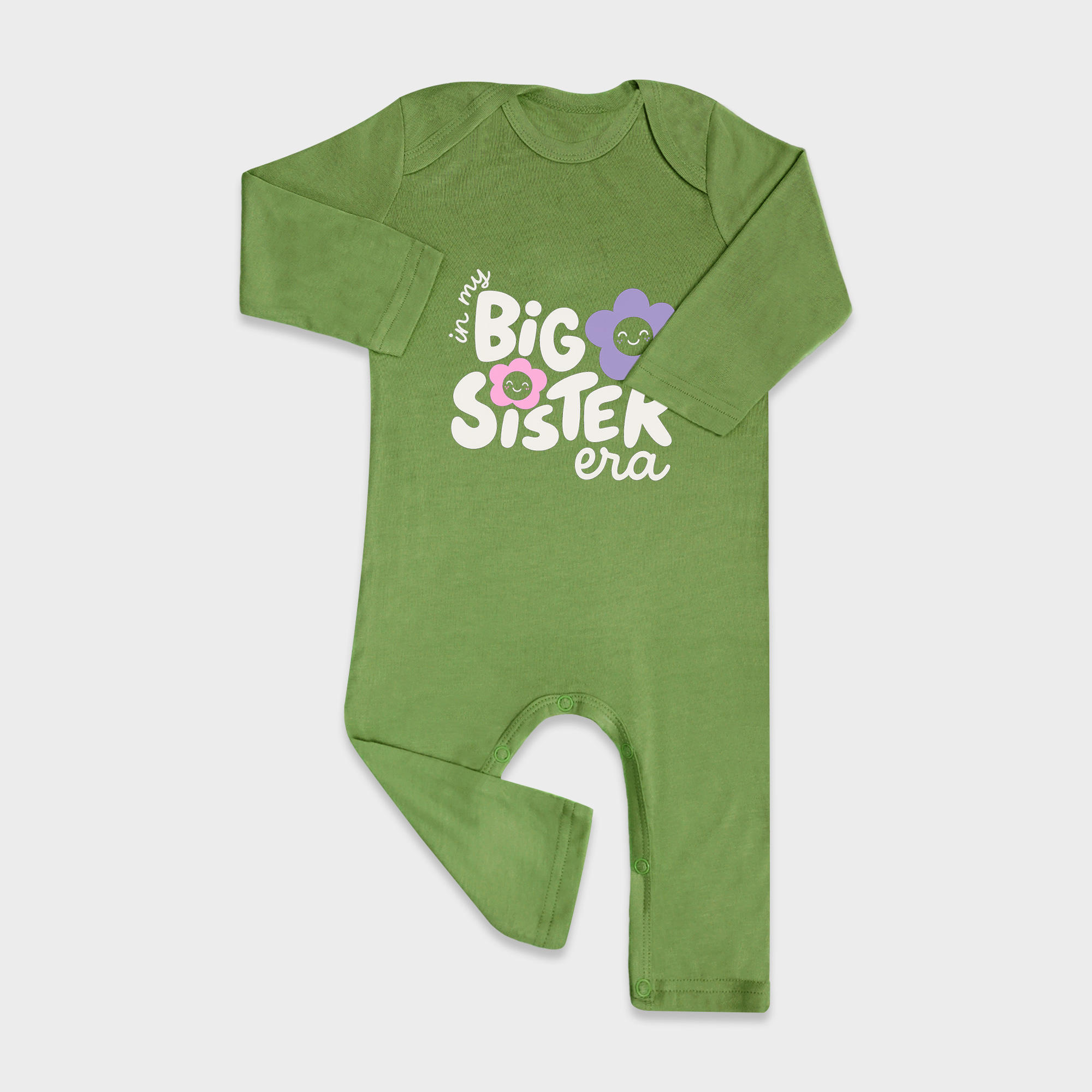 Big Sister Baby Full Length Snap Rompers