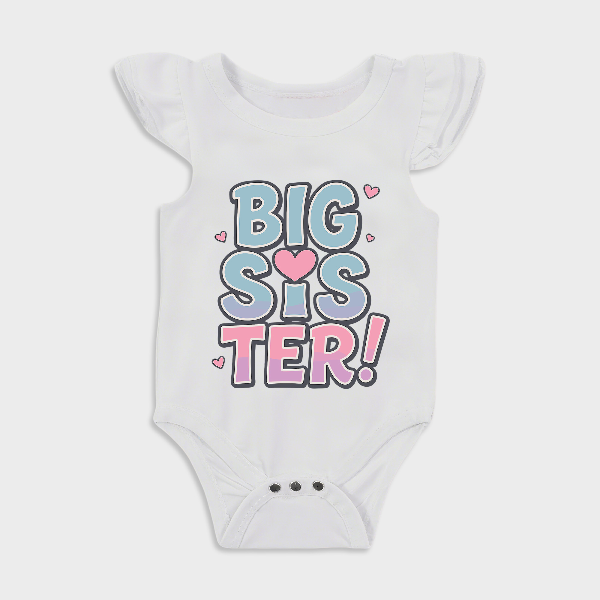 Baby romper with Big Sister design in White