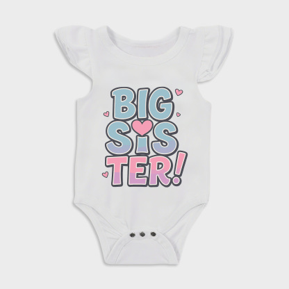 Baby romper with Big Sister design in White