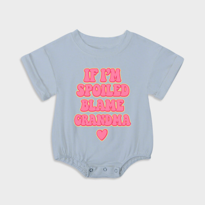 baby onesies - blame grandma short-sleeved triangle onesies light steel blue