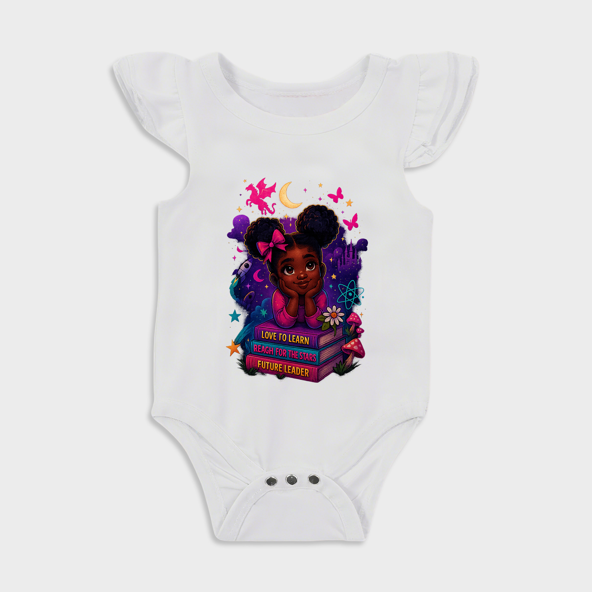 Books Ruffled Triangle Onesies in White Baby onesies