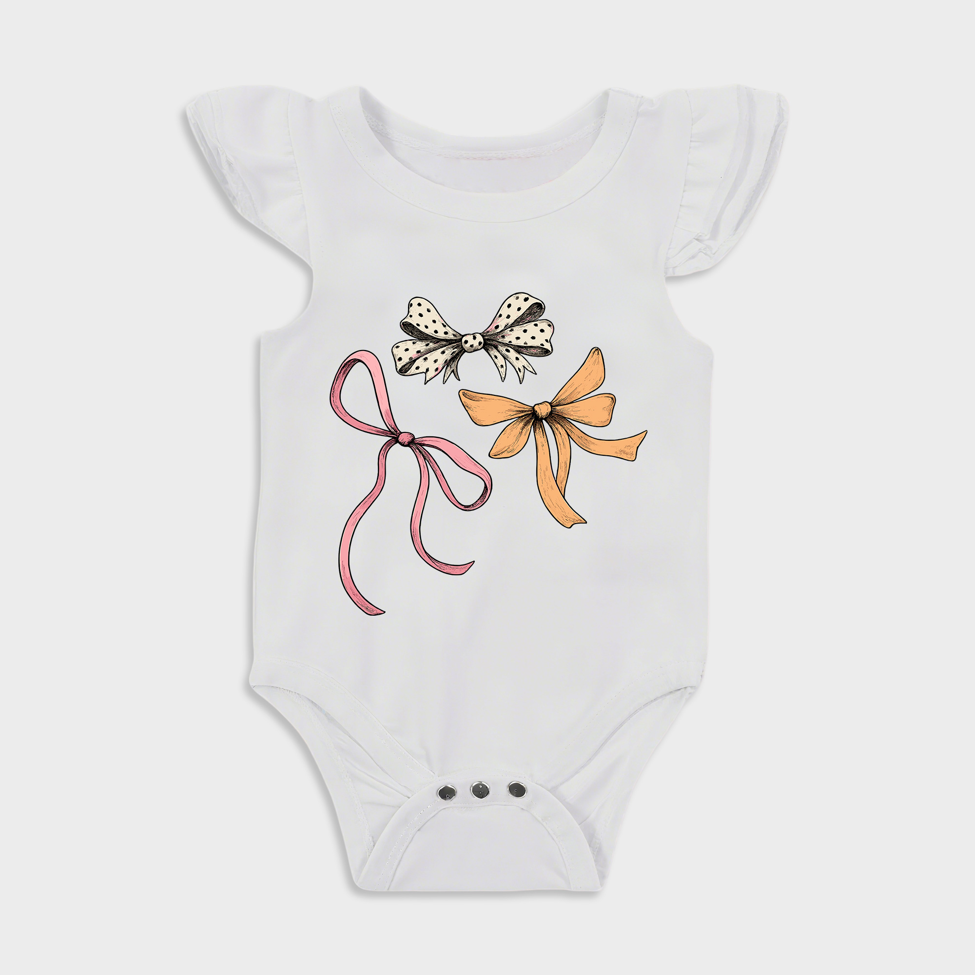 Baby romper with Bow design in White