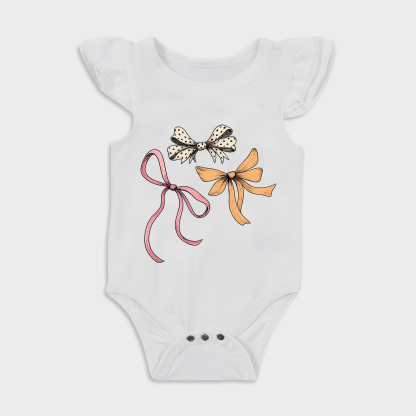 Baby romper with Bow design in White