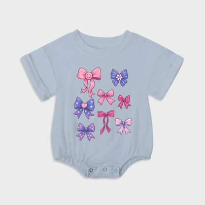 baby onesies - bows short-sleeved triangle onesies light steel blue