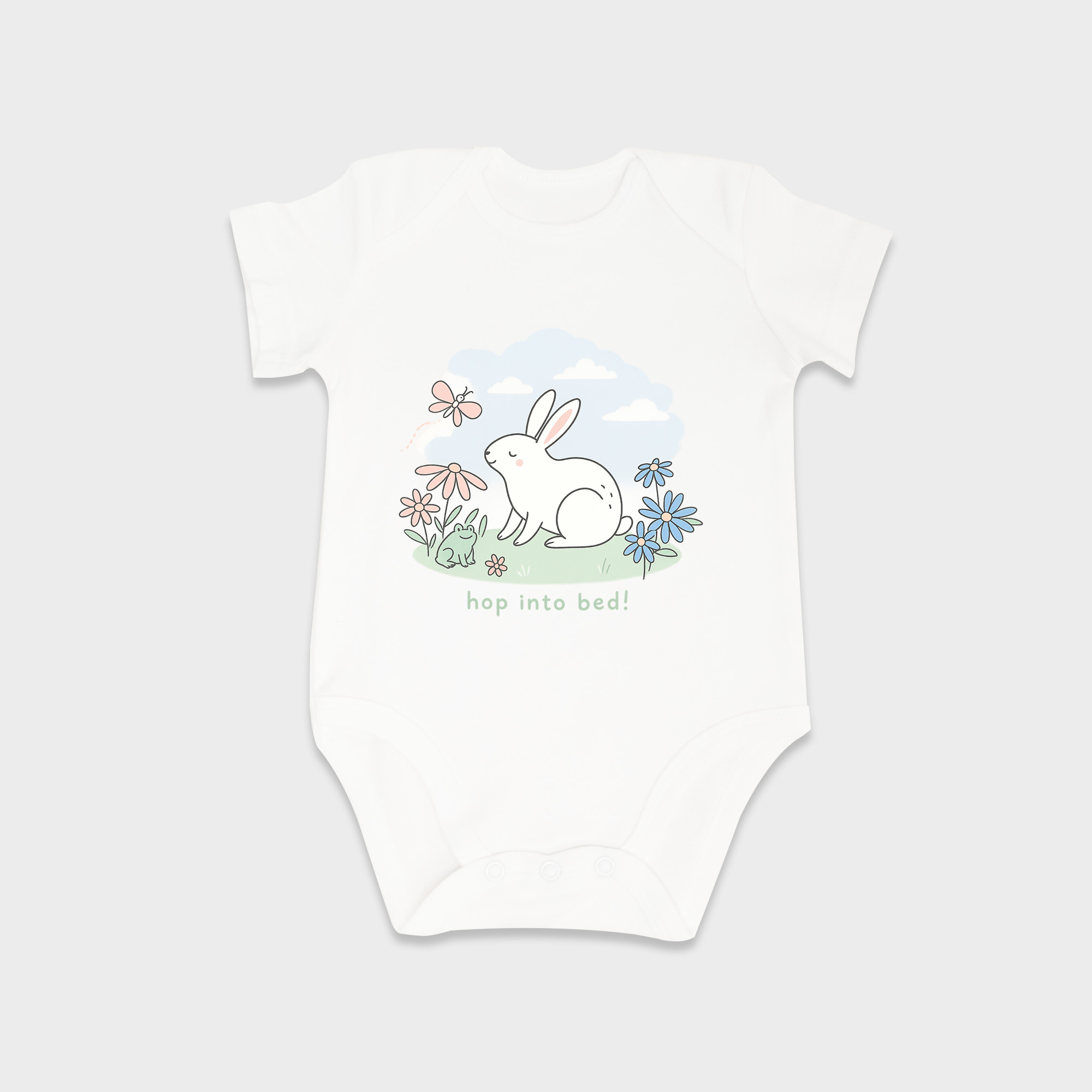 Bunny baby onesies in White