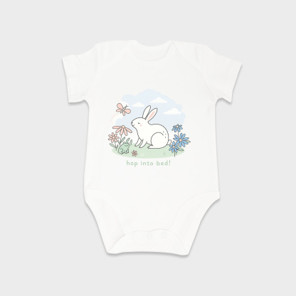 Bunny baby onesies in White