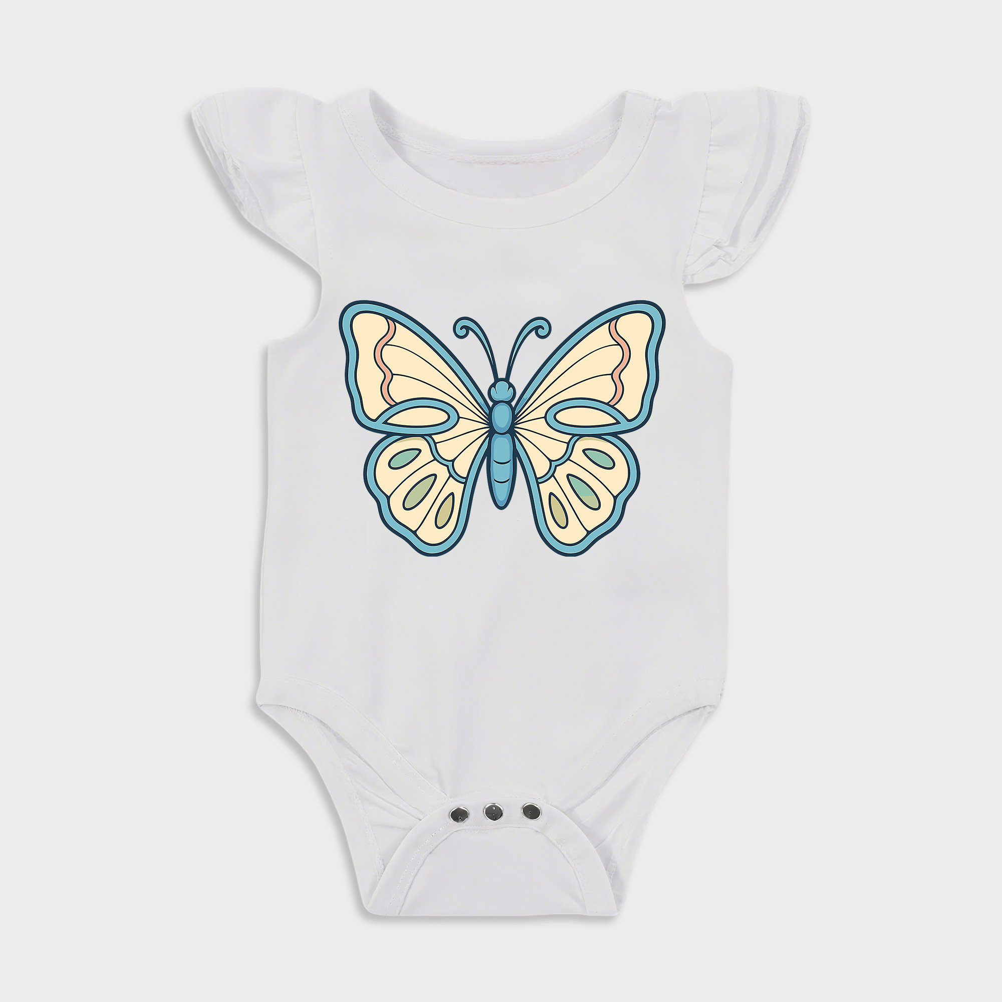 Baby romper with Butterfly Jersey design in White