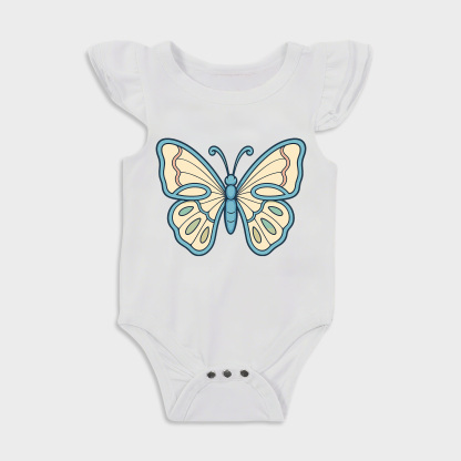 Baby romper with Butterfly Jersey design in White