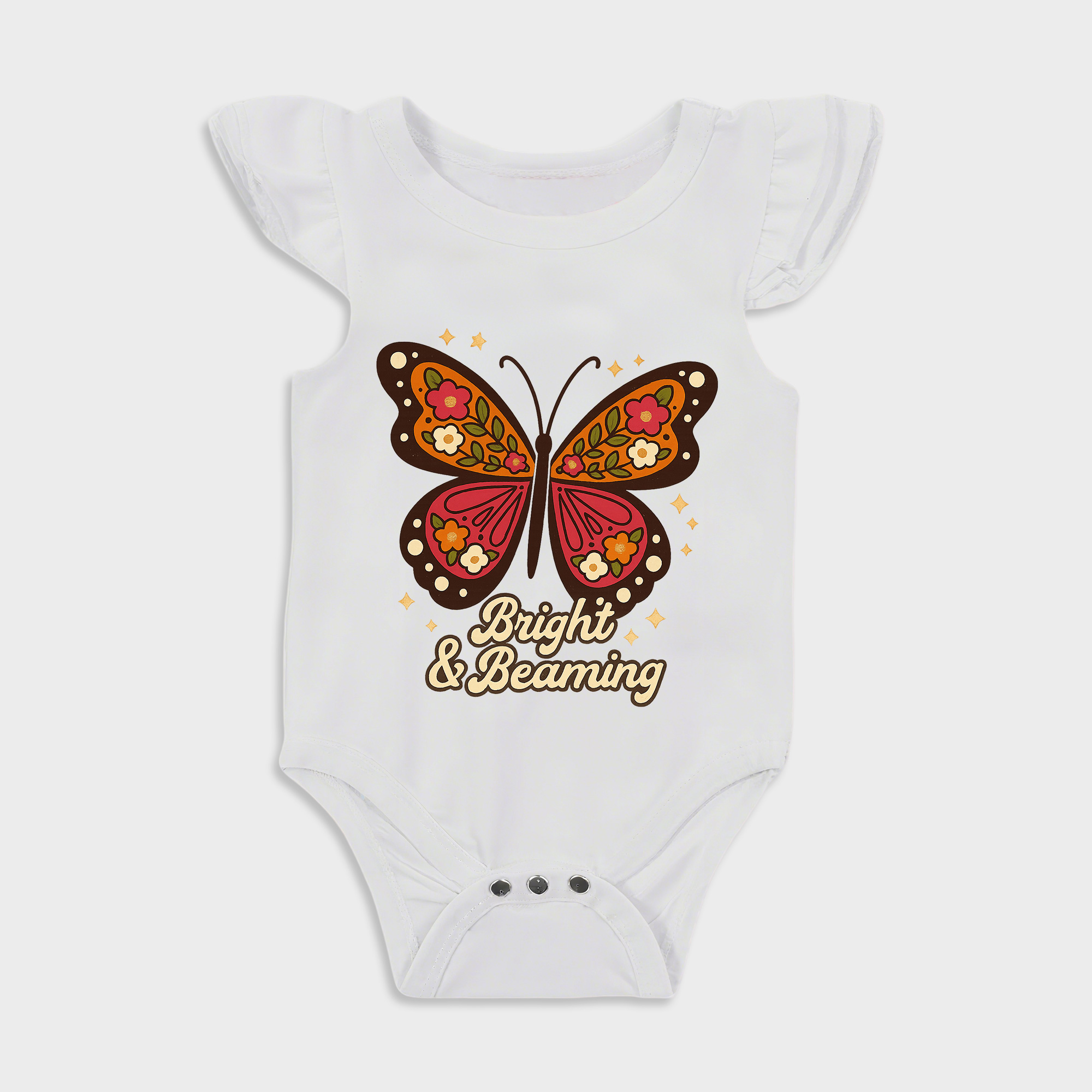 Butterfly Ruffled Triangle Onesies in White Baby onesies
