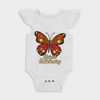Butterfly Ruffled Triangle Onesies in White Baby onesies