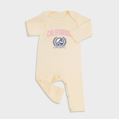 Baby romper featuring California design in Light Yellow