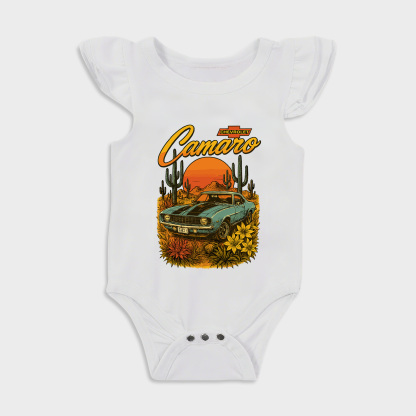 Baby romper with Camaro design in White