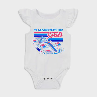 Baby romper - Championship Series Ruffled Triangle Romper White