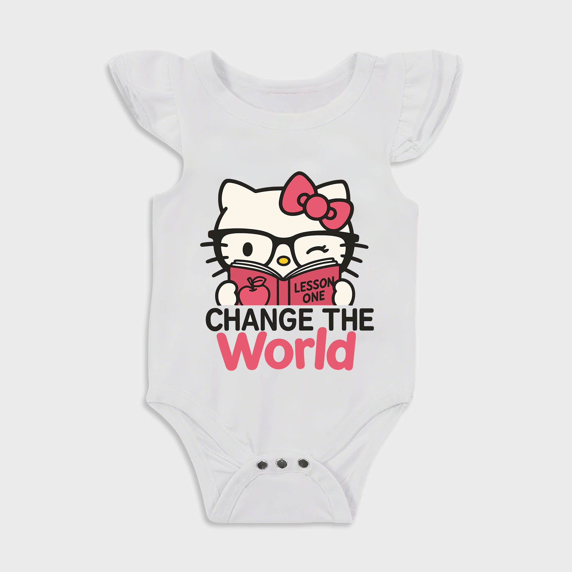 Baby romper with Change The World design in White