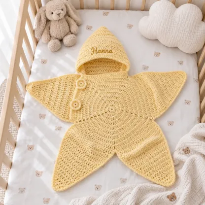 Knitted Starfish Hooded Baby Wrap Outfit