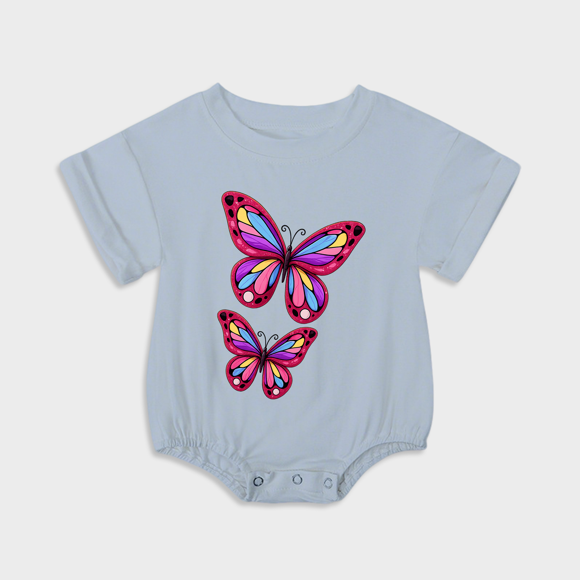 baby onesies - colorful butterfly short-sleeved triangle onesies light steel blue