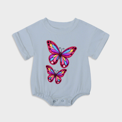 baby onesies - colorful butterfly short-sleeved triangle onesies light steel blue