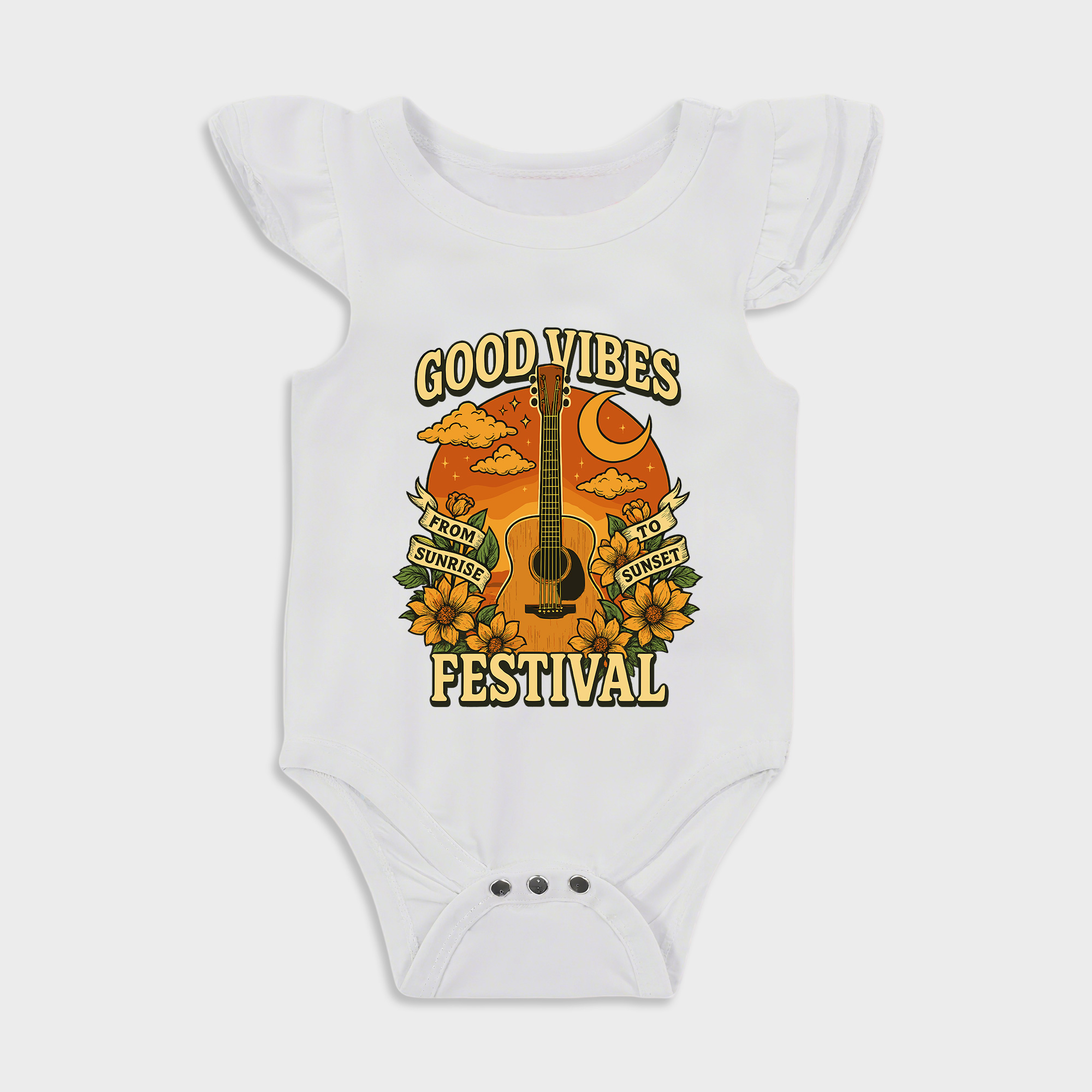 Baby romper with Concert design in White