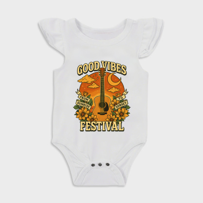 Baby romper with Concert design in White