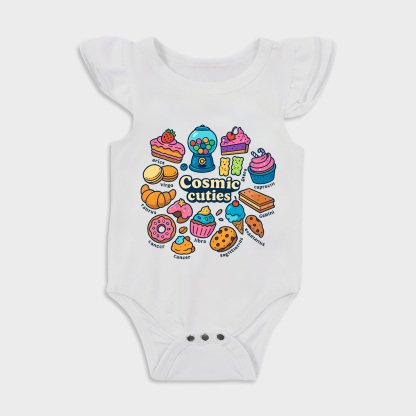 Baby romper with Cosmic Cuties design in White