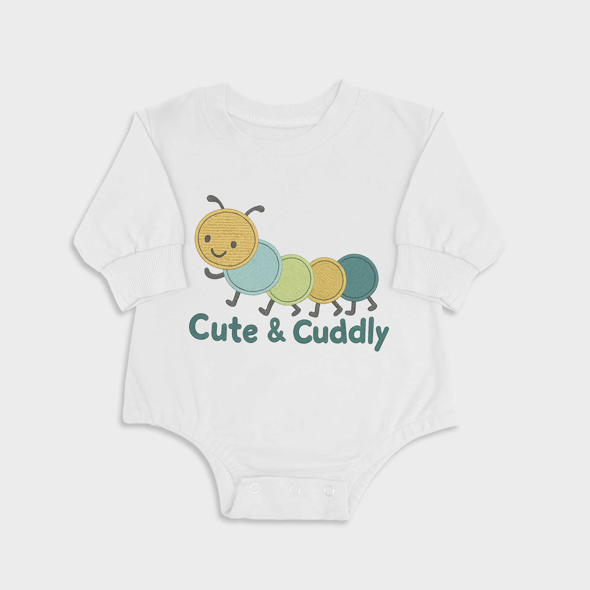 Cute & Cuddly White long-sleeved triangle baby onesies