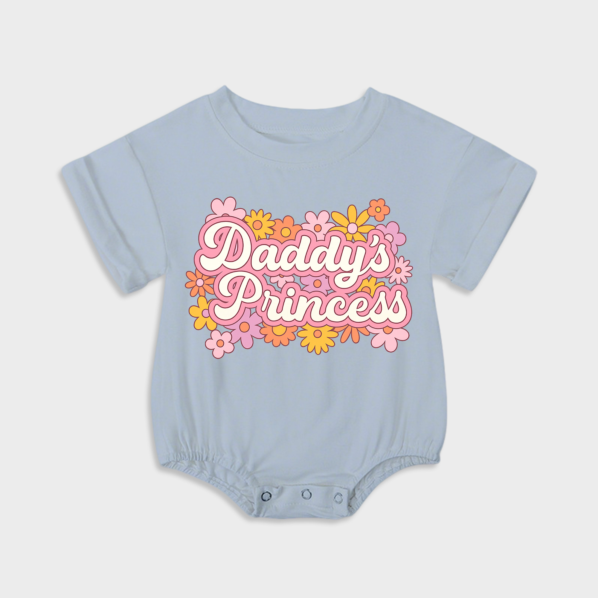 baby onesies - daddy's princess short-sleeved triangle onesies light steel blue