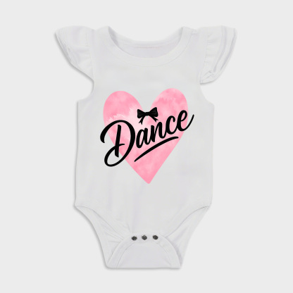 Dance Heart Ruffled Triangle Onesies in White Baby onesies