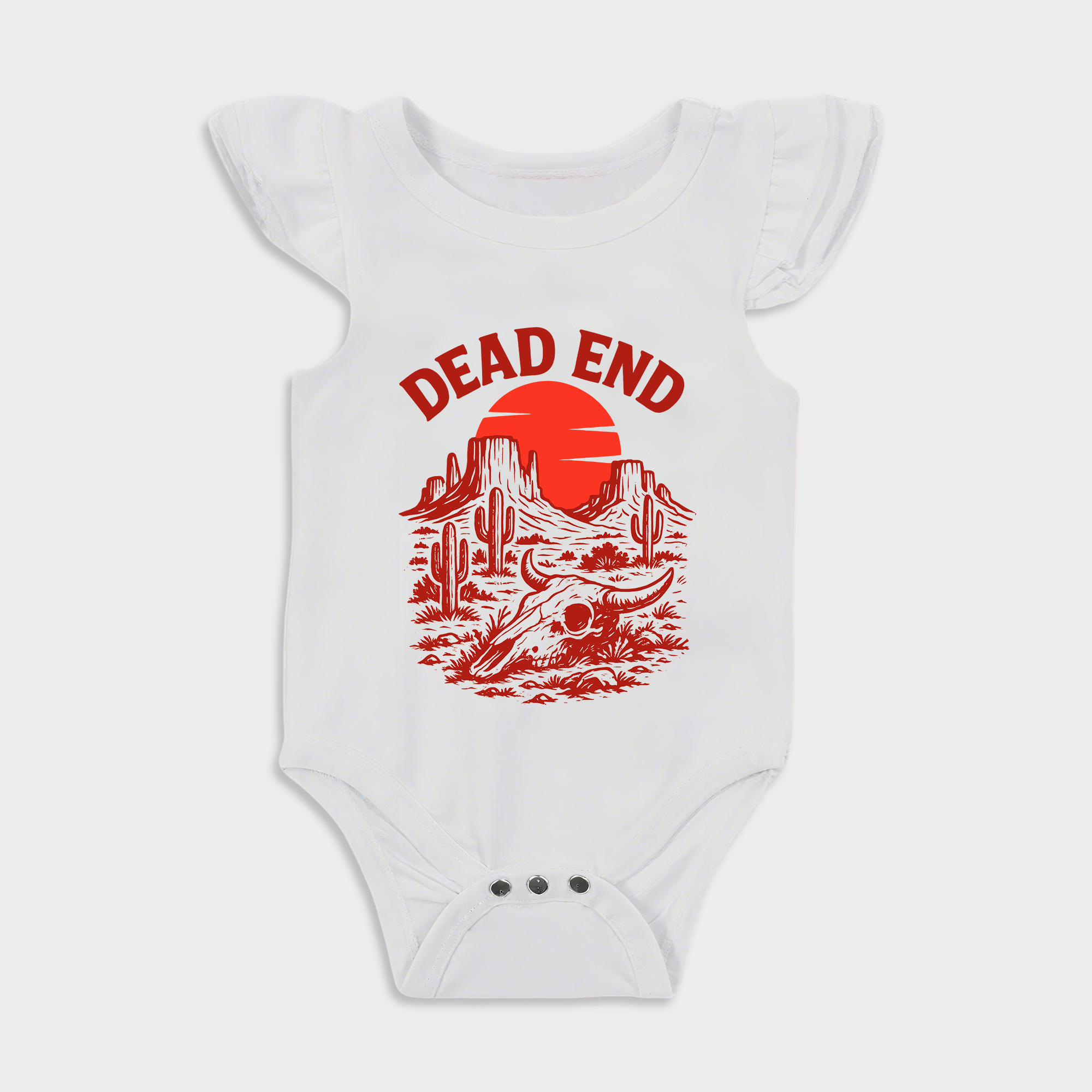 Baby romper - Desert Landscape Ruffled Triangle Romper White