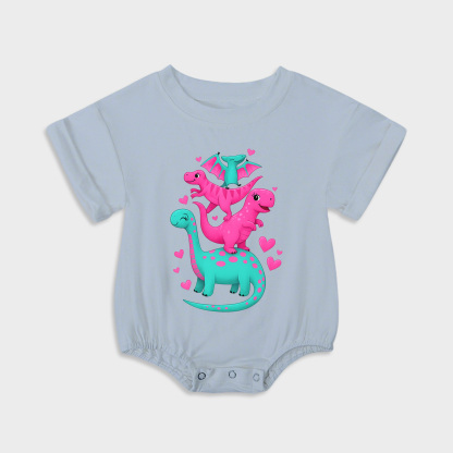 baby onesies - dino short-sleeved triangle onesies light steel blue