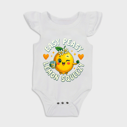 Easy Peasy Lemon Squeezy Ruffled Triangle Onesies in White Baby onesies