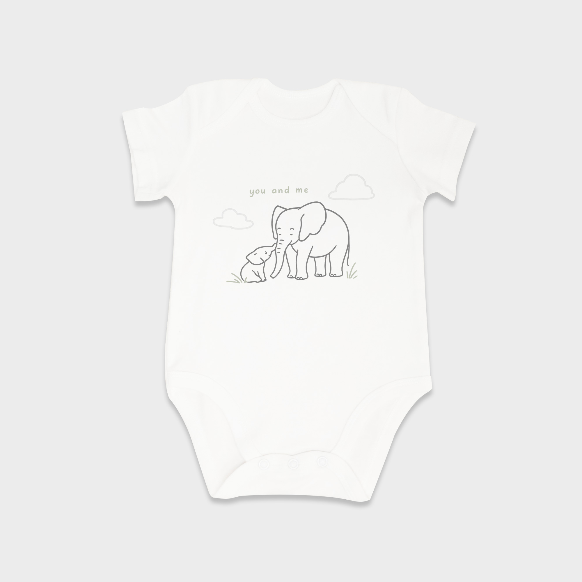 Elephant baby onesies in White