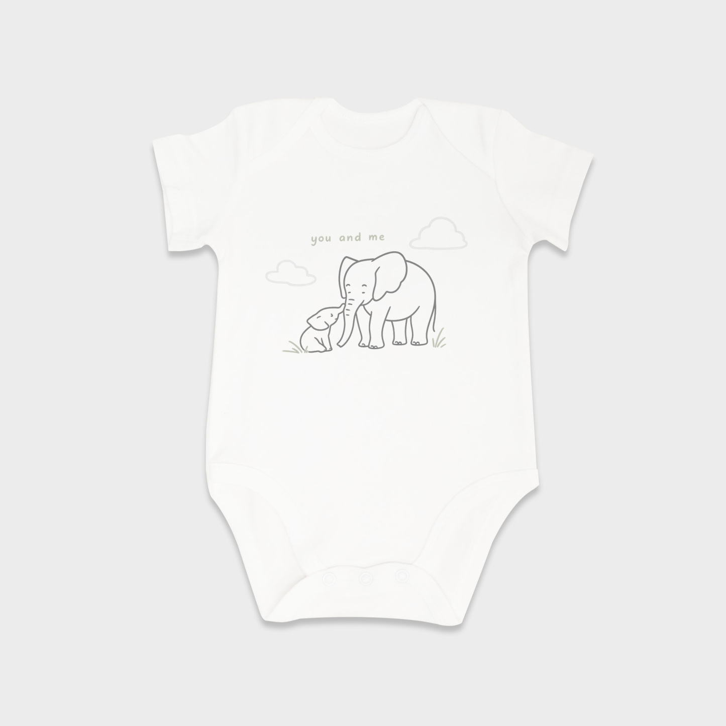 Elephant baby onesies in White