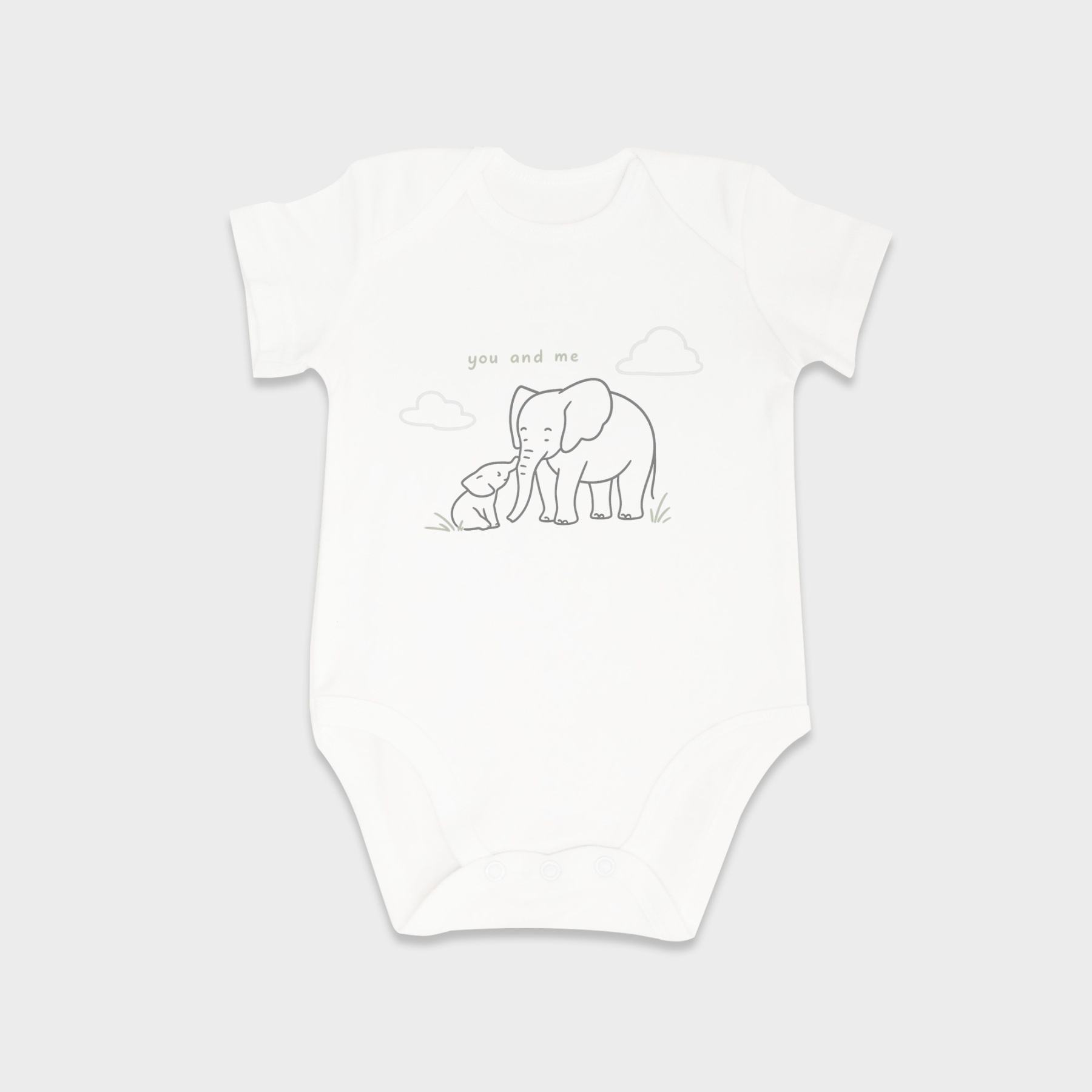 Elephant baby onesies in White
