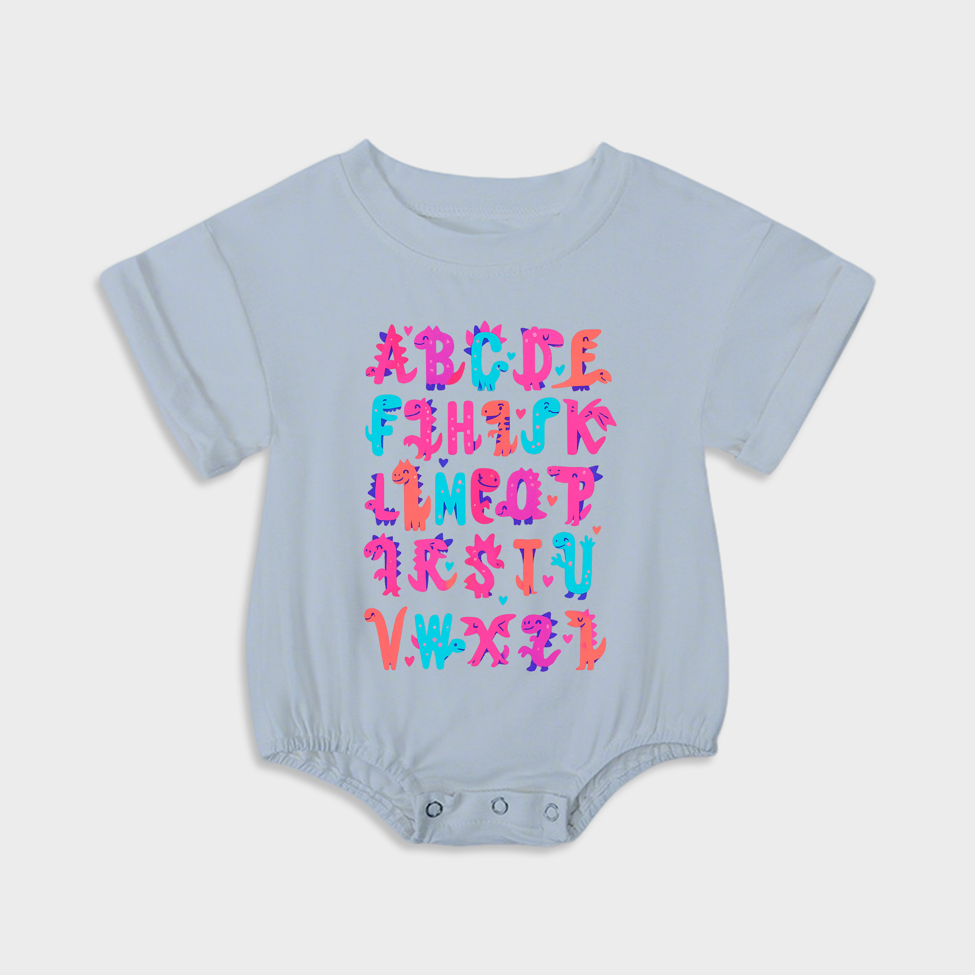 baby onesies - english alphabet short-sleeved triangle onesies light steel blue