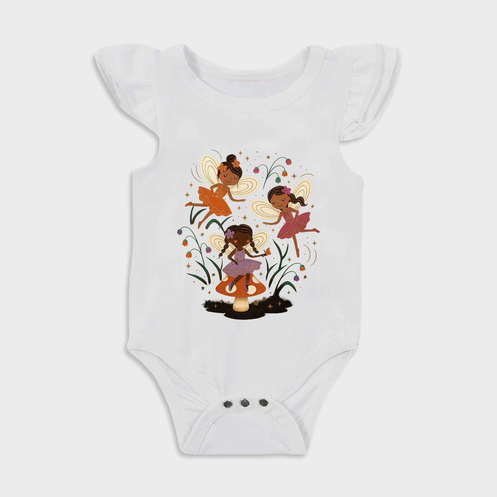 Fairy Ruffled Triangle Onesies in White Baby onesies