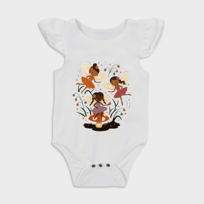 Fairy Ruffled Triangle Onesies in White Baby onesies