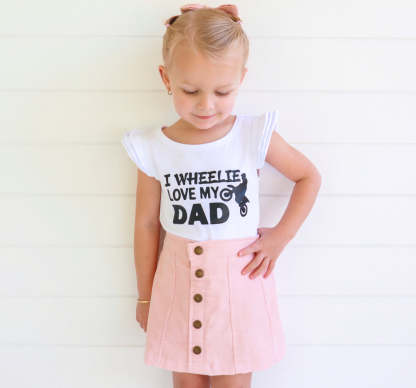 I Wheelie Love My Dad - Baby Girl Ruffle Sleeve Bodysuits