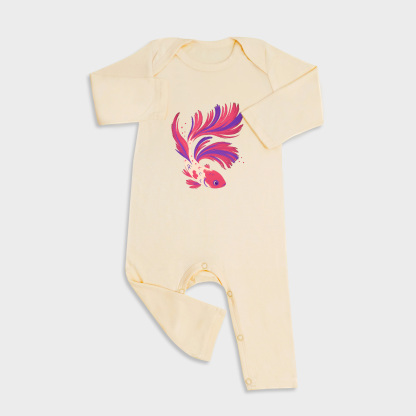Baby romper featuring Fish design in Light Yellow