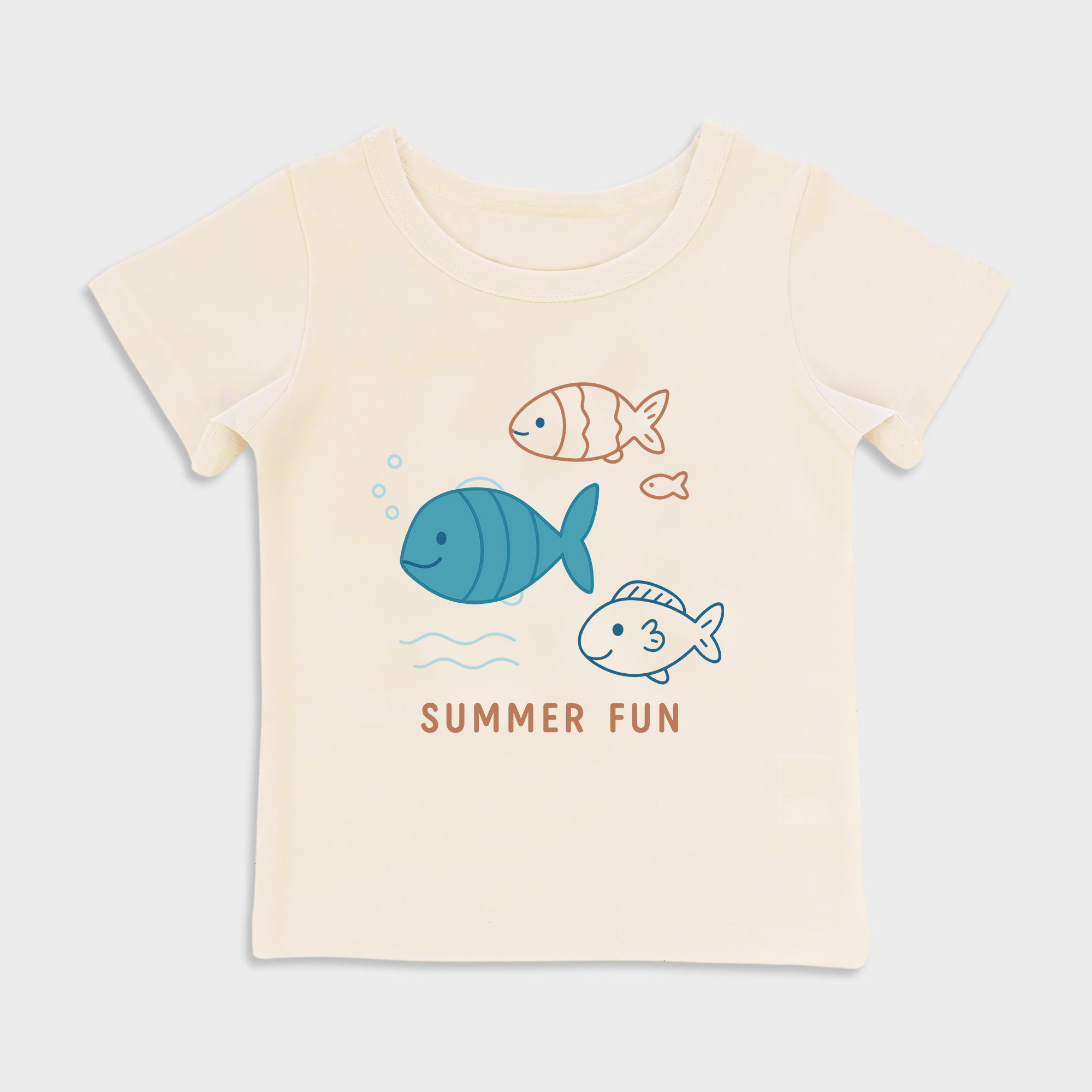 baby shirts fish kids' t shirt, toddler top beige